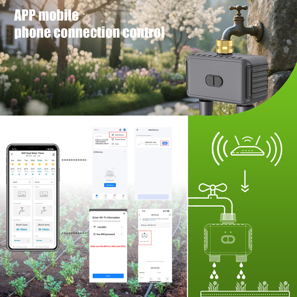 Wifi Automatic Water Timer Dua - đánh giá và giá Smart Garden Sensors