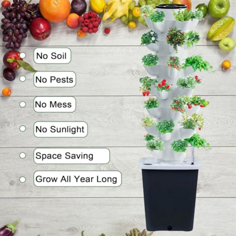 Hydroponics Tower Indoor Growi - đánh giá và giá Smart Garden Vertical Planter